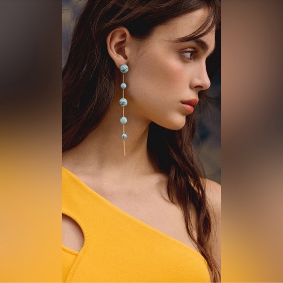 NEW Cult Gaia Atum Earrings in Ibiza Turquoise - Picture 6 of 6